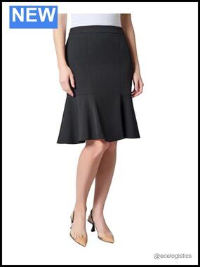 Knee-Length Side Zip Flare Skirt for Women, Zipper Closure